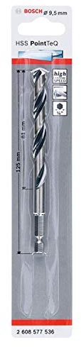 Bosch Professional Brocas de vástago hexagonal PointTeQ , para metal, diámetro: 9.5 mm, vástago hexagonal de ¼, accesorios para taladro de impacto y taladro atornillador