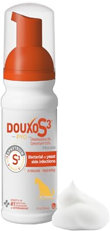 Douxo S3 Pyo Mousse, Contains 3% Chlorhexidine & 0.5% Ophytrium, Antiseptic & Hydrating, for Bacterial or Yeast Skin Infections, for Dogs, 5 fl. oz. (150mL)