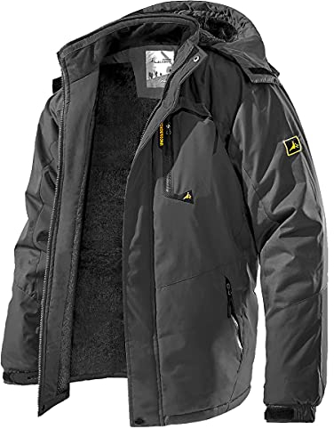 CARWORNIC Herren Skijacke Warme Wasserdicht Winterjacke Für Herren Outdoor Wanderjacke Schwarz Winddichte Sport Snowboardjacke Funktionsjacke Mit Abnehmbarer Kapuze