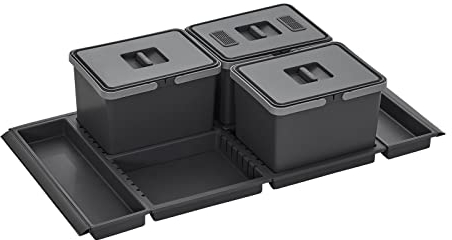 SOTECH Collecteur de déchets Draw 12+12+12L Poubelle avec couvercle Système de tri pour Tiroir de Largeur 100 cm