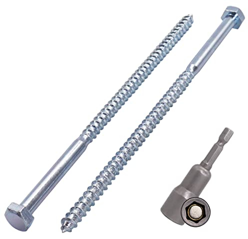 SKIR'CO (25 piezas) Tornillos hexagonales de acero galvanizado DIN 571 para madera, M8 x 200 mm, tornillos de coach, tornillos hexagonales, tornillos de retardo (con broca hexagonal magnética)