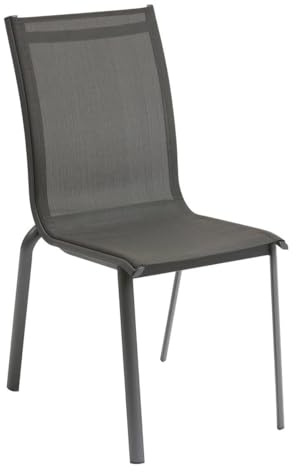 Hespéride - Chaise de Jardin Empilable Axant Anthracite - Aluminium Traité Epoxy Texaline - Dim 48 x 63 x 94 cm - Meuble d'Extérieur Empilable