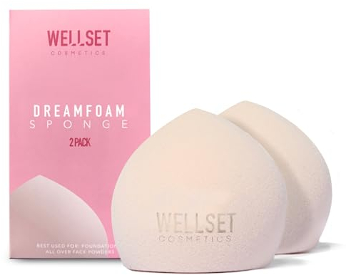 WELLSET Dreamfoam Sponge Make Up 2pcs - Expanding & Ultra-Soft Beauty Blender for Flawless Coverage - Versatile and DurableCosmetic Makeup Sponges