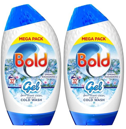 Bold Laundry Gel 32W - Spring Awakening, Pack of 2 - Enjoy fresh spring fragrance, tough stain removal in cold wash, and crisp clean clothes