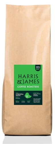 Harris & James Ethiopian Sidamo Roasted Coffee Beans 1kg, Ideal for Bean to Cup Machine or Filter Coffee Machine, A Full Rounded Mouthfeel With Lower-Toned Fruit Notes From 100% Arabica (Medium Roast)
