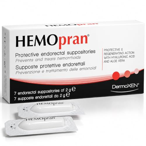 DERMOXEN HEMOPRAN skyddande suppositorier med hyaluronsyra 7 st | Med aloe vera | Skyddande och återfuktande formula | Stödjer komfort i analområdet | Passar gravida och ammande