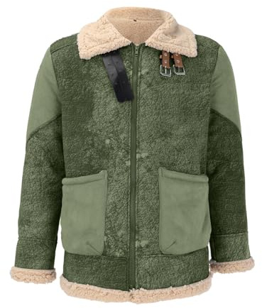 Mockajacka herr vintage förtjockad värme fleecejacka dragkedja med ficka termojacka vindtät sweatjacka fashionabel avslappnad utomhusjacka arbetsjacka vinterjacka herr, Grön, 4XL