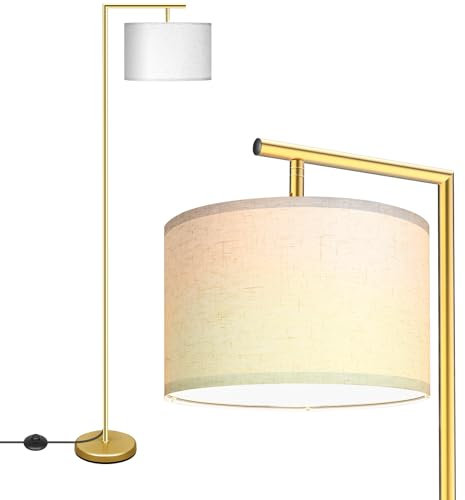 Jayencer Gold Floor Lamp, 65 Modern Standing Lamp with Flexible Lamphead, 3 Color Temperature Dimmable Sofa Lamp for Bedroom, Living Room, Office, 9W LED Bulb Included