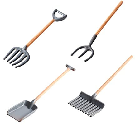 ibasenice 4-teiliges Mini-rechen- Und Schaufel-Spielzeug Puppenhaus-Bauernhof-werkzeugset Für Kinder Gartenwerkzeugset Im Vintage-Stil Miniatur- -