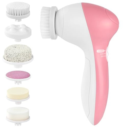 LOPHE 7 in 1 Gesichtsreinigungsbürste, Gesichtsbürste Multifunktionale Elektrische Reinigungsbürste Gesichtsreinigungsinstrument für Tiefenreinigung, Gesichtsmassage(Rosa)