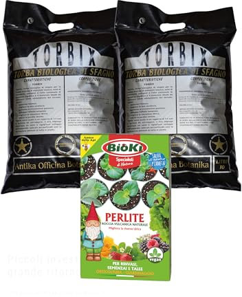 Torba per Rinvaso Piante da Interno ed Esterno Kit completo 20 L di Torba e 1 L di Perlite ad elevata efficenza