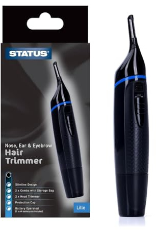 Status Lille Nose, Ear and Eyebrow Trimmer for Men and Women, Painless Facial Hair Trimmer, Portable Hair Remover, Grooming Kit, 1 x AA Battery Operated (Not Included), Black, LILLE1PKB12