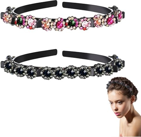 SSyang 2 Piezas Diadema Con Pinzas Diadema Con Horquilla, Diadema Pelo Rizado Diademas, Diadema De Metal Ondulado, para Bodas Bailes Fiestas Parejas Actividades Diarias(Color + Melange Gris)