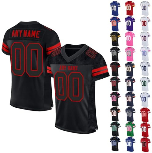 Personalised American Football Jersey Customised Rugby Jersey with Name, Number, Team Name for Men/Women/Kids Quick Dry Breathable Fabric Moisture Wicking Active Tops #07