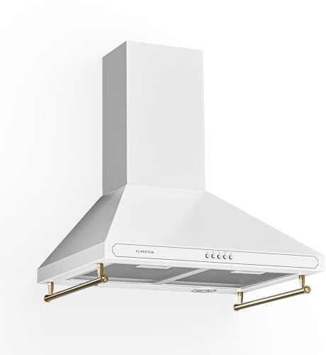 Klarstein 60cm Angled Extractor Fan for Kitchens, Exhaust Extractor Fan Hood w/Dishwasher Safe Aluminium Grease Filter, Quiet and Powerful 645m³/h Airflow, LED Lighting, Degreasing Extractor Hood
