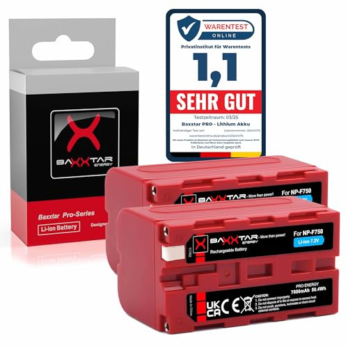 Baxxtar Pro 2X Batteri för Sony NP-F750 NP F550 F970 F930, 7000mAh | Ersättningsbatteri för videokameror, LED-videolampor (Yongnuo, Neewer, Aputure, Viltrox), kameramonitorer & fältinspelare