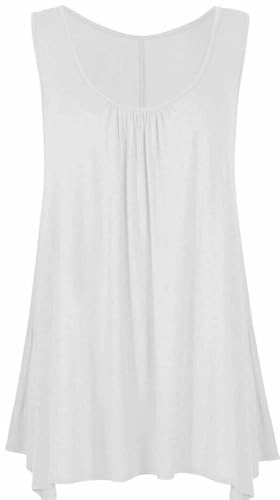 LUXE FASHION Ladies Summer Tops Womens Tops Vest Tops Women UK Womens Tunic Tops Ladies Tops Sleeveless Blouse Plus Size Swing Flared Tops Ladies Long Tops Size 8-26