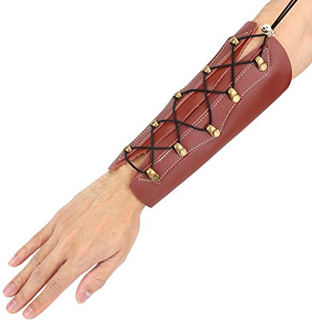 armschutz bogenschießen,Leder Arm Guards für Bogenschießen Brown / Schwarz Adult Jugend Schutz Arm Guards Protector Armband Kostüm für Recurve Bow Schießen Jagd einstellbar(Braun)