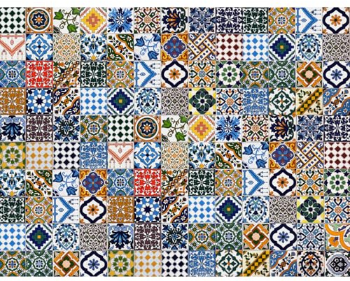 130 Mattonelle MISTE in ceramica smaltata, decorate 10 X 10 cm spessore 0,6 cm - Tunisine realizzate con Serigrafia Artigianale
