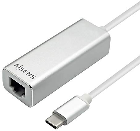 ADAPTADOR AISENS USB 3.1 TIPO-C A LAN ETHERNET 10/100/1000 MBPS 15CM PLATA A109-0341
