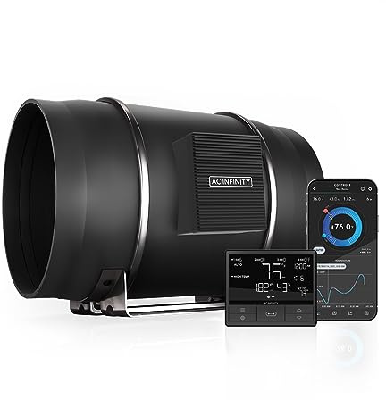 AC Infinity CLOUDLINE PRO T10 – Leises Inline-Lüftersystem 250 mm mit Temperatur-/Feuchtigkeits-VPD-Controller und App-Steuerung, für Grow-Zelte und Hydroponik