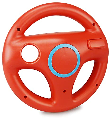 smardy Lenkrad für Wii Fernbedienung, Rot, Racing Wheel für Rennspiele Kompatibel mit Nintendo Wii, Wii U Controller für Mario Kart Spiele, Racing Games