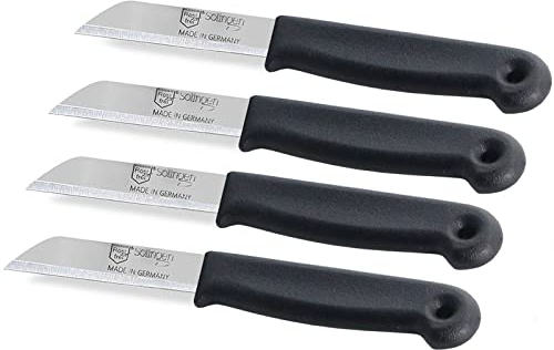 Schälmesser Set Gemüsemesser aus Solingen Kleines Küchenmesser Made in Germany Allzweckmesser mit Scharfem und Präzisem Schnitt aus Rostfreiem Edelstahl in Klein und Groß Schwarz (4, Kurz)