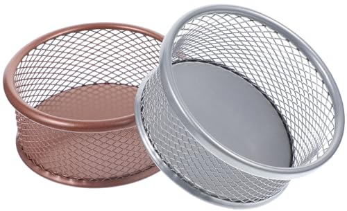 STOBOK 2 Stück Büroklammerhalter Aus Metall - Großraum Büroklammer Organizer in Roségold Und Silber Für Schreibtisch Und Zuhause Ideal Für Bürobedarf Und Kleine Accessoires