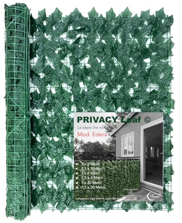 Tex family SIEPE Privacy Leaf EDERA Finta Artificiale a Foglie per Muri e Balconi Ornamentale frangivista Sempre Verde - 1,5 x 3 Metri