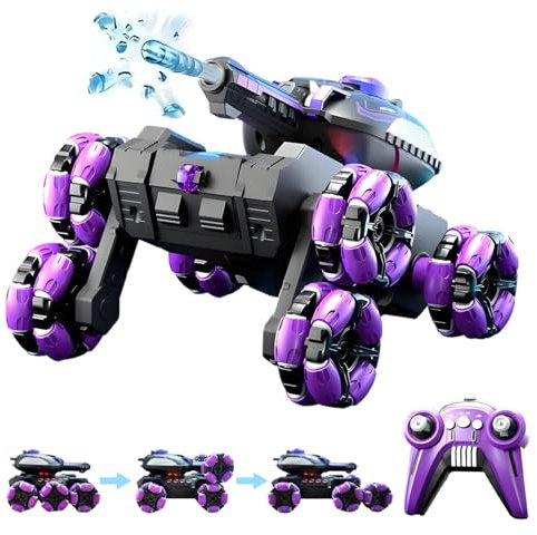 Yeelan Ferngesteuertes Auto, RC Panzer Auto Spielzeug Jungen ab 3 4 5 6 7 8 9 10 Jahre, Transformierbar für Schlacht, 360°-Drehung Coole Lichter Musik 6WD Kinder Toy Indoor & Outdoor Spiele