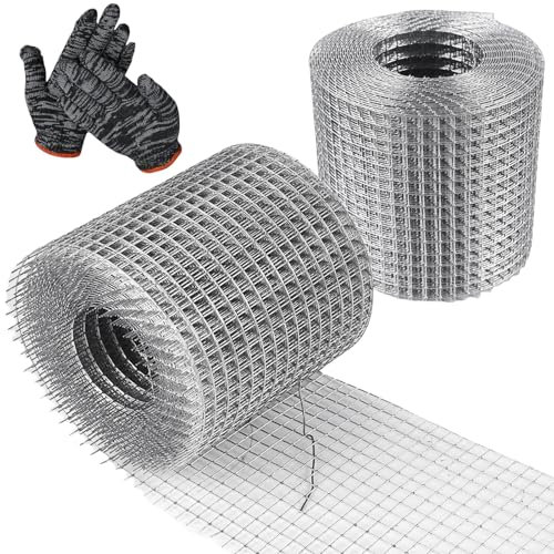 Vaileal 2 Stück Drahtgeflecht, 10cm x 8m Drahtgitter Metallgitter, Feuerverzinkt Drahtgeflecht Feinmaschig, Rattenschutz Draht Metallgeflecht zum Zugang von Schutz vor Ratten, Eichhörnchen und Vögeln