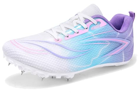 REIJAX Scarpe da Atletica Leggera da Donna e da Ragazza, Scarpe da Ginnastica da Corsa con 7 Chiodi Rimovibili, Scarpe da Salto Traspiranti e Leggere, Scarpe da Corsa Sprint Professionali, 35-41 EUU