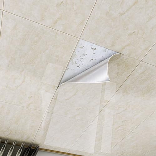 Deckenpaneele deckenplatten Selbstklebende Deckenfliesen Für Abgehängte Decken, Badezimmer Decke Wasserdicht, Leicht Zu Schneiden PVC Deckenverkleidung Kellergeschoss Heimbüro Dekoration(#5,20 Pack)