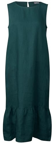 Street One Damen A144343 Volant-Kleid aus Leinen, Dark Garden Green, 44