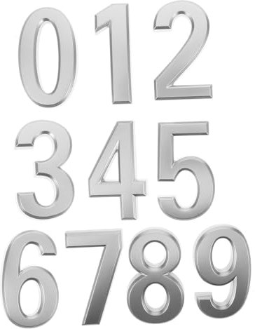 Uonlytech 10pcs Metal House Numbers Door Stickers for Hotel Modern Address Plaques Self Adhesive Signs