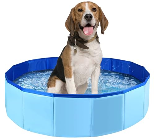 Foldable Dog Pool,Dog Paddling Pool,Puppy Cat Bathing Tub,Pet Kids Bath Pool,For Pets Children in Garden Beach Backyard,50 * 50 * 10cm,Blue
