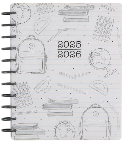 Happy Planner Disc-Bound 12-Month July 2025–June 2026 Planner with 3 Extra Months, Big Size, Teacher Layout, Here We Go Again, 7 x 9.25”