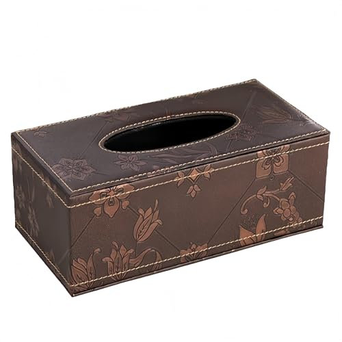 HJYDGJ Caja de pañuelos multifuncional de piel sintética moderna para pañuelos, caja de pañuelos, caja de pañuelos, caja de cosméticos, caja para pañuelos, dispensador grande marrón
