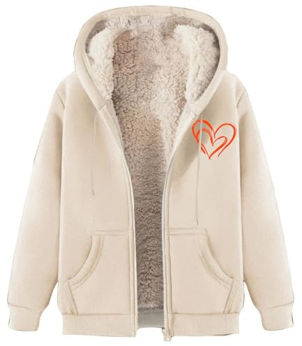Fleecejacka dam vinter, sweatjacka dam teddyfleece varm ullrock bomull huvjacka tryck mjuk skalrock plysch vinterjacka casual teddyjacka stora storlekar jacka lös vinterrock