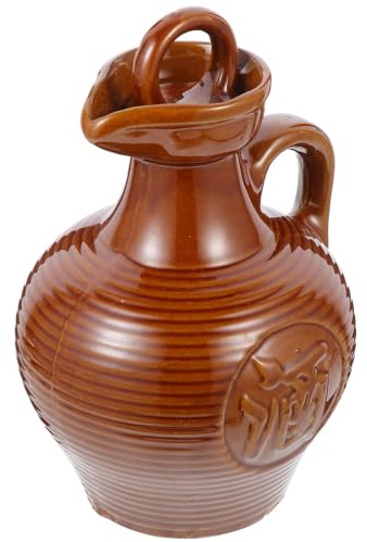 IWOWHERO Pot à Vin Céramique Cruche Traditionnelle Terre Cuite pour Bière et Vin Ustensile de Cuisine pour Maison et Restaurant Récipient Décoratif Robuste et Polyvalent
