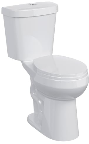 Two-Piece Toilet, Round Front, 19-Inch ADA Compliant Comfort Height with 12-Inch Rough-In, Dual Flush Top Buttons & Powerful 1.28 GPF Single Flush, White Ceramic Toilet for Seniors and Elderly