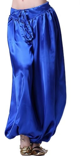Baisdan Pantaloni harem per danza del ventre, in raso, con elastico in vita, per danza tribale, araba, Halloween, carnevale
