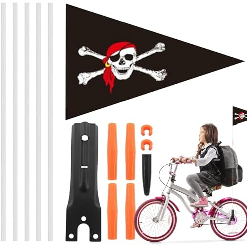 Cykelsäkerhetsflagga – 14,57 tum synlighet | PVC-glasstång – cykelflagga med lättinstallerad hög markering för barn, cykelsläpvagn, skoter och utomhus-sikte