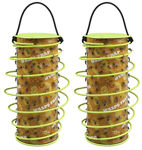 hopeful 2 Pack Outdoor Insect Traps - Hanging Sticky Wasp & Fly Catcher, Decorative Pest Control for Patio, Garden and Backyard (Non-Solar-Powered)