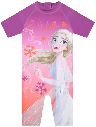 Disney Frozen Baddräkt Flicka, Elsa Badkläder Flicka, Baddräkt Barn En Del, Purpur 98