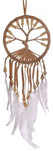 Atrapasueños Árbol de Vida, 11 cm de diámetro, Dream Catcher en Muchos Colores, Dreamcatcher con Plumas de Verdad (Brillante)