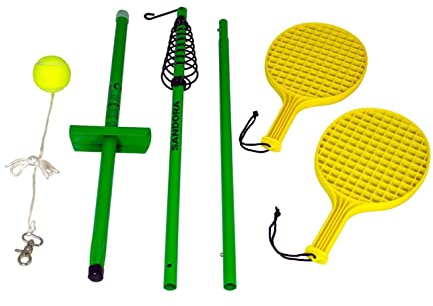 Sandora 25030 Circletennis - Twistball - 3-teilig grün/gelb für tollen Garten Spielspaß und jegliche Freizeitaktivität für Camping und Unterwegs EIN absolutes Kindervergnügen