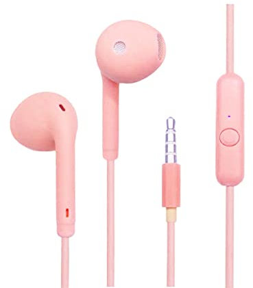 Botiniv Écouteurs Intra-Auriculaires filaires | Écouteurs filaires 3,5 mm, écouteurs Intra-Auriculaires avec Microphone et Bouton de contrôle - Écouteurs Anti-Transpiration Sport avec, Rose