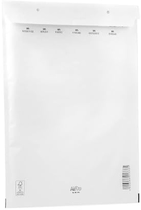 10 bubbelkuvert vadderade kuvert fraktpåsar Bantex H8 (290 x 370 mm) 18/H, vit, med självhäftande förslutning