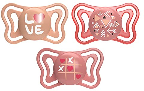 Chicco PhysioForm Light Silicone Soother 16-36 Months Pacifier for Girls with Silicone Teat, Lightweight, Ergonomic Shape, Supports Proper Development of the Mouth, Pink, Pack of 2